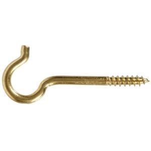 The Hillman Group 0.244 x 4 1/8 in. Solid Brass Round Ceiling Type Screw Hook (10 Pack) 321240.0