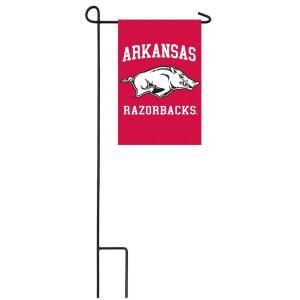Team Sports America NCAA 12 1/2 in. x 18 in. Arkansas 2 Sided Garden Flag with 3 ft. Metal Flag Stand P127032