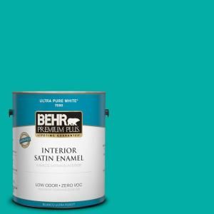 BEHR Premium Plus 1 gal. #490B 5 Cozumel Zero VOC Satin Enamel Interior Paint 730001