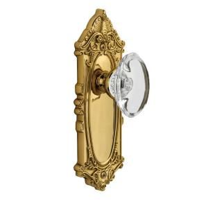 Grandeur Polished Brass Privacy Grande Victorian Plate with Provence Crystal Knob GVCPRO 40 PB