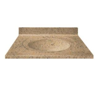 US Marble 37 in. Cultured Granite Vanity Top in Spice Color with Integral Backsplash and Spice Bowl 37CL3020SM
