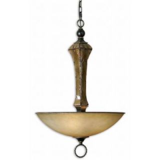 Global Direct Porano 3 Light Bronze and Rust Green Hanging Pendant DISCONTINUED 21945