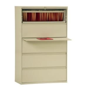 Sandusky 800 Series 42 in. W 5 Drawer Full Pull Lateral File Cabinet in Putty LF8F425 07
