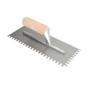 QEP 1/4 in. x 3/8 in. x 1/4 in. Sq Notch Pro Trowel with Wooden Handle 49714Q