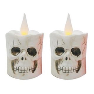 Brite Star 5.5 in. LED Battery Operated White Candle   Skull (Set of 2) 97 133 24