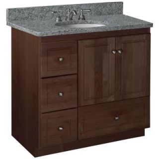 Simplicity by Strasser Ultraline 36 in. W x 21 in D x 34 1/2in H Vanity Cabinet Only with Left Drawers in Dark Alder 01.303.2