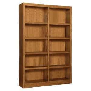 Concepts In Wood Midas Double Wide 10 Shelf Dry Oak Bookcase MI4872 D