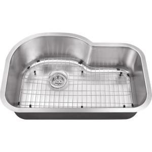 Schon All in One Undermount Stainless Steel 31 1/2x21 1/8x9 0 Hole Single Bowl Kitchen Sink SCSBE18