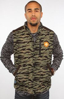 Crooks and Castles The Veteran Tiger Camo Vest in Blue Denim Chambray