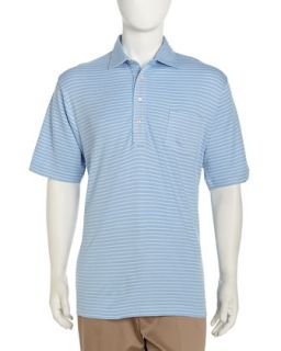 Striped Knit Golf Shirt, Blue