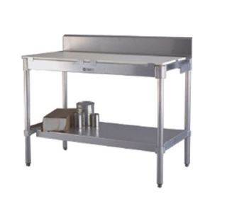 New Age Work Table w/ .63 in Poly Top & 6 in Stainless Splash At Rear, 48x30 in Aluminum