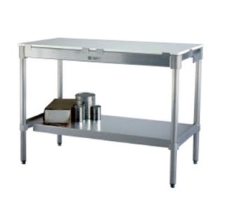 New Age Work Table w/ .63 in Solid Poly Top & Crossrails, 34x84x24 in, Aluminum