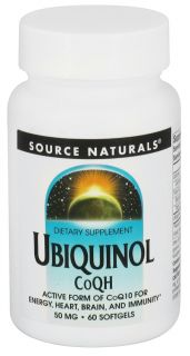Source Naturals   Ubiquinol CoQH Active Form Of CoQ10 For Heart Brain & Immunity 50 mg.   60 Softgels