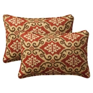 2 Piece Outdoor Toss Pillow Set   Southwestern Tan/Orange Geometric 24