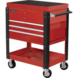 Homak Pro Series Service Cart with Sliding Top Panels   35 Inch, Red, Model