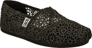 Womens Skechers BOBS Plush   Black Slip on Shoes