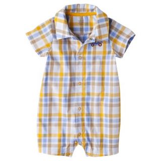 Just One YouMade by Carters Boys Short Sleeve Checked Romper   Yellow/Blue NB