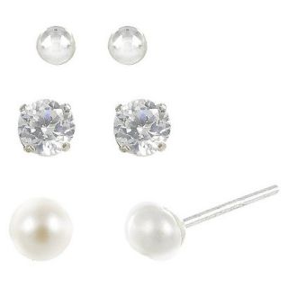 Sterling Silver Plated Trio Ball Earrings