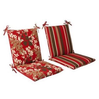 Outdoor Reversible Seat Pad/Dining/Bistro Cushion   Brown/Red Floral/Stripe