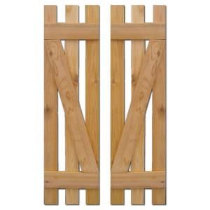 Design Craft MIllworks 12 in. x 39 in. Baton Spaced Z Board and Batten Shutters (Natural Cedar) Pair 420384
