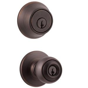 Kwikset Polo Venetian Bronze Entry Knob and Single Cylinder Deadbolt Combo Pack 690P 11P CP