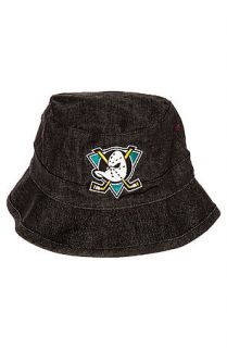 Mitchell & Ness Hat Mighty Ducks Black Stone Washed Denim Bucket in Black
