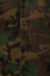 Lira Jacket The Combat Cotton Canvas and Fleece Hooded in Camo Green