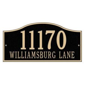 Whitehall Products Rolling Hills Rectangular Black/Gold Grande Wall Two Line Address Plaque 1117BG