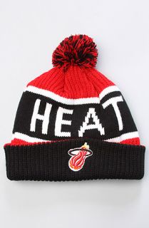 47 Brand Hats The Miami Heat Calgary Pom Beanie in Black Red