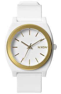 The Nixon Time Teller P Watch in White & Gold Ano