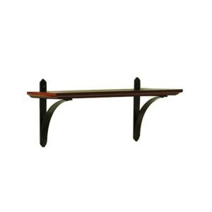 Home Decorators Collection 23.7 in. W x 23.75 in. L Chestnut Industrial Chic Strap Metal Bracket Shelf SK17435A