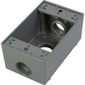 Greenfield 1 Gang Weatherproof Electrical Outlet Box with Three 3/4 in. Holes   Gray   Case B33PSC