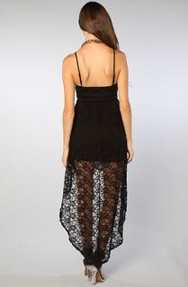 Reverse The Stud Bustier Lace HiLo Dress in Black