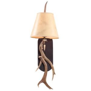 Sua International Real Shed Deer Antler 29 in. Rust Wall Sconce with Wrought Iron Back Plate DISCONTINUED SHD 137