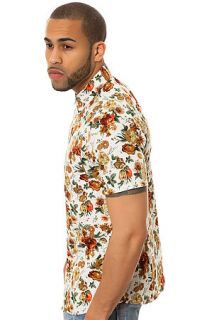 Elwood Shirt Floral SS Buttondown in Cream & Orange