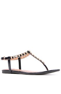 The Jeffrey Campbell Calavera Skull Sandal in Black Patent and Gold