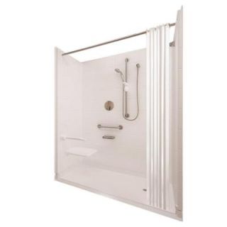 Ella Elite Satin 31 in. x 60 in. x 77 1/2 in. 5 Piece Barrier Free Roll In Shower System in White with Right Drain 6030 BF 5P 1.0 R WH ELS
