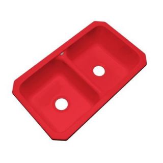 Thermocast Newport Undermount Acrylic 33x19.5x9 in. 0 Hole Double Bowl Kitchen Sink in Red 40064 UM