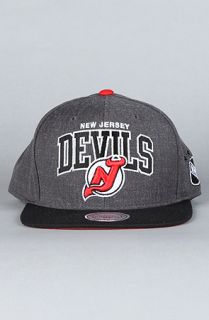 Mitchell & Ness The New Jersey Devils Arch Logo G2 Snapback Hat in Gray