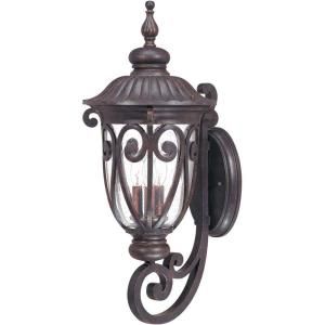 Glomar Corniche 3 Light Large Wall Lantern Arm Up with Seeded Glass finished in Burlwood HD 2061