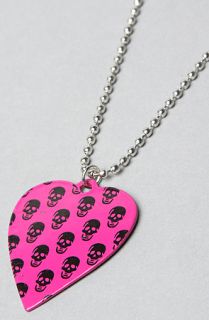 *MKL Accessories The Skull Print Heart Necklace in Black and Pink