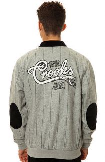 Crooks and Castles Jacket NCL Pinstripe in Dark Oatmeal Heather Grey