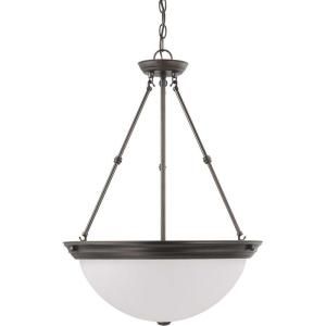 Glomar 3 Light Pendant w/ Frosted White Glass Finished in Mahogany Bronze HD 3153
