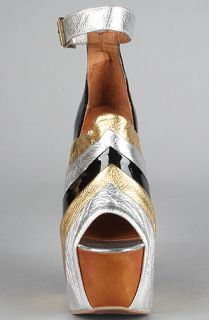 Jeffrey Campbell The Rockstar Shoe in Silver Gold Black Combo