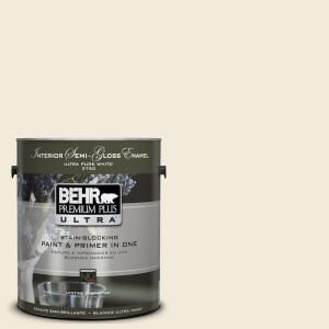 BEHR Premium Plus Ultra 1 gal. #UL160 11 Coastal Beige Interior Semi Gloss Enamel Paint 375001