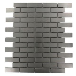 Splashback Tile Stainless Steel Brick Pattern 12 in. x 12 in. x 8 mm MetalMosaic Floor and Wall Tile (1 sq. ft./case) STAINLESS STEEL .75x2.5 METAL BRICK