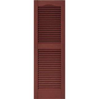15 in. x 48 in. Louvered Shutters Pair in #027 Burgundy Red 010140048027