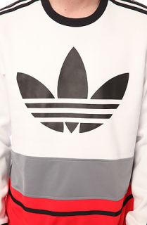 The Adidas C90 Art Crewneck Sweatshirt in White, Red, Black, & Grey