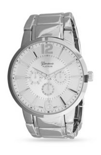 Select Mens Jewelry Mens Silver Tone Fashion Watch with Large Round Face 24mm