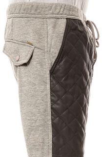 KITE Sweatpants Quilted Vegan Leather Pocket in Heather Grey